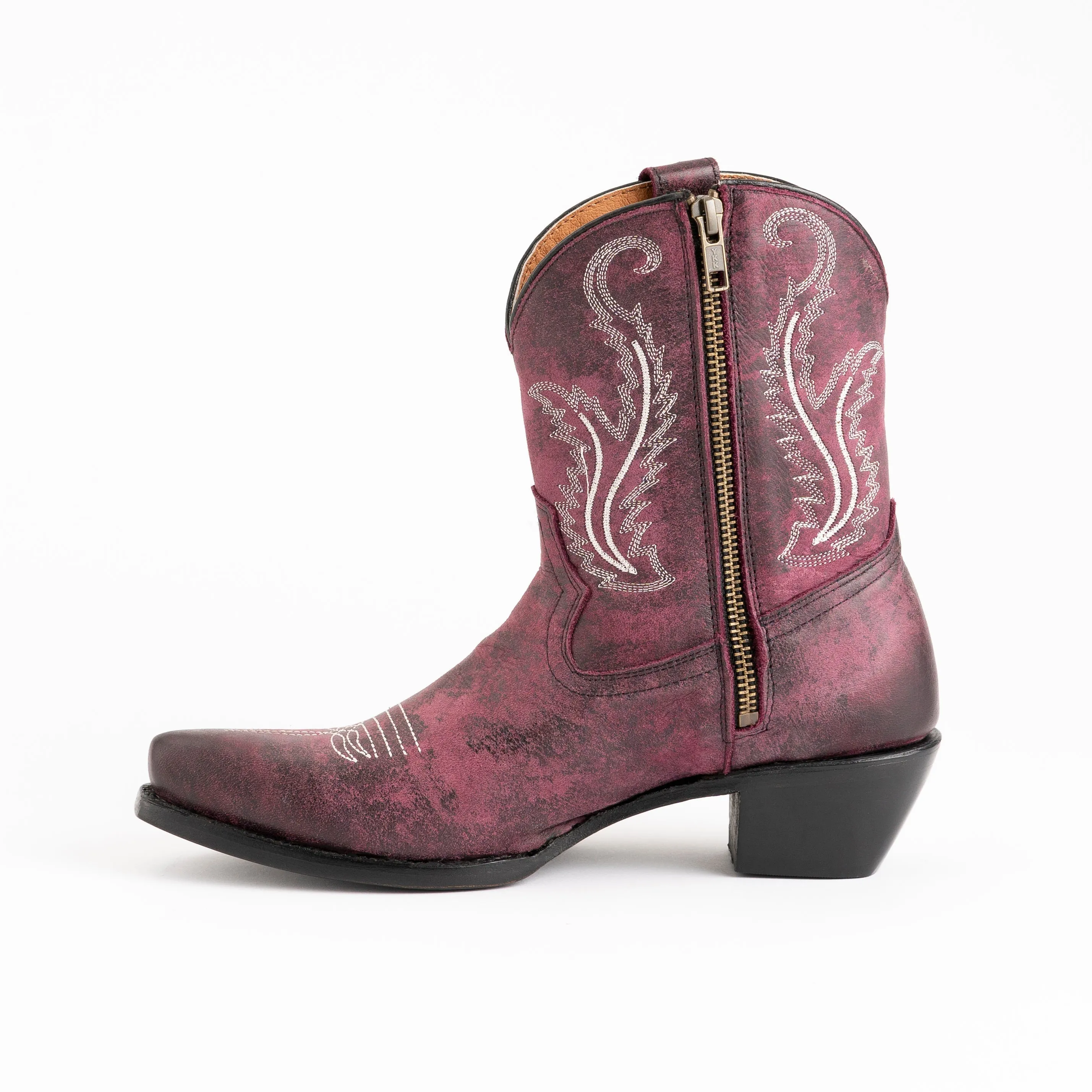 Women's Ferrini Molly Leather Booties Handcrafted Purple