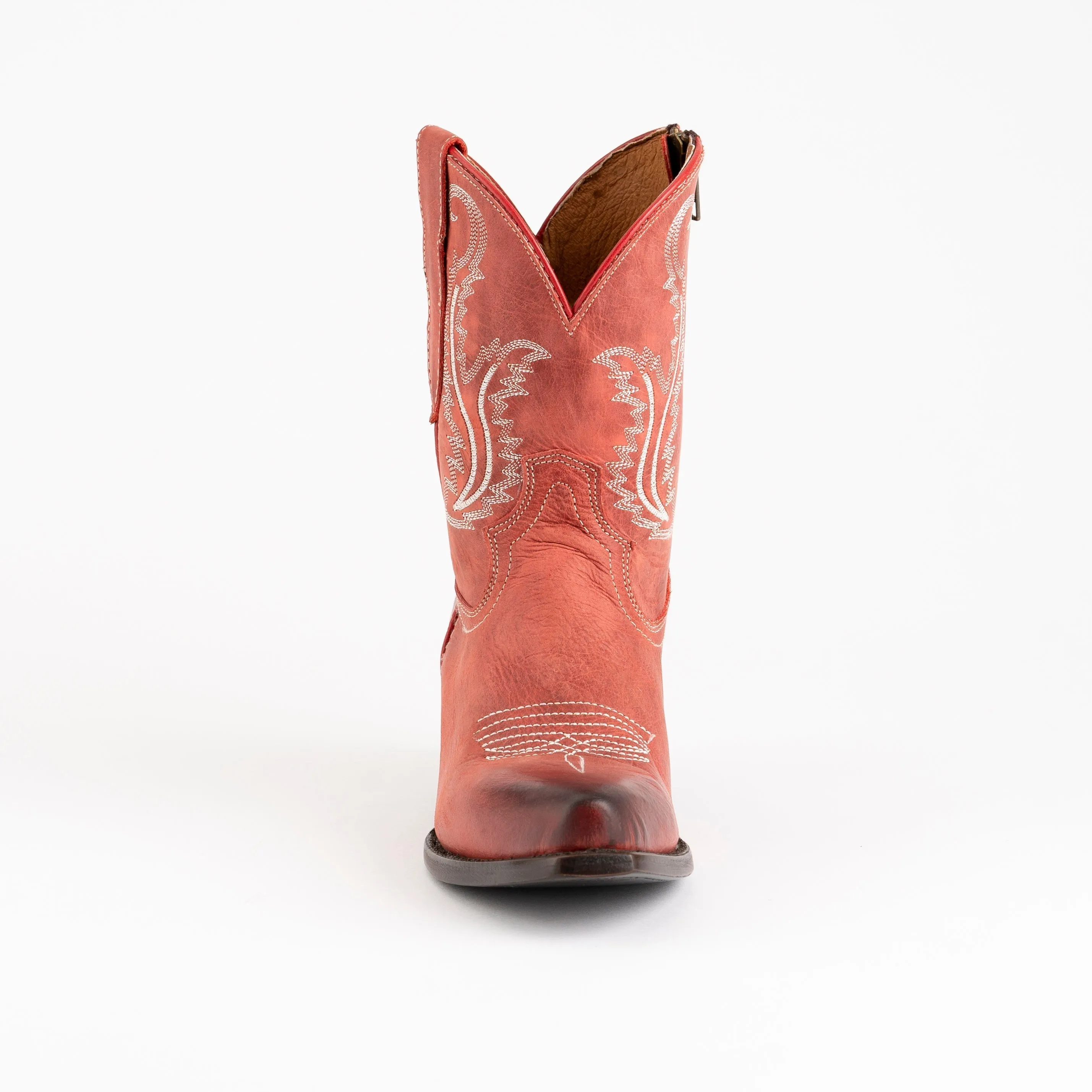 Women's Ferrini Molly Leather Booties Handcrafted Red