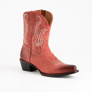 Women's Ferrini Molly Leather Booties Handcrafted Red
