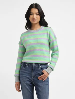Women's Striped Multicolor Crew Neck Sweater