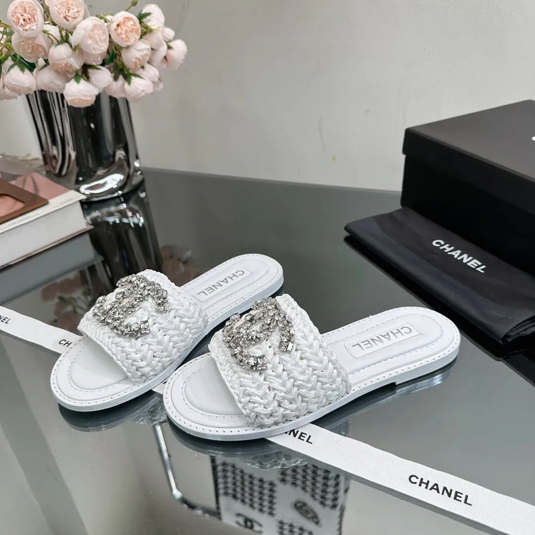 Woven beaded slippers