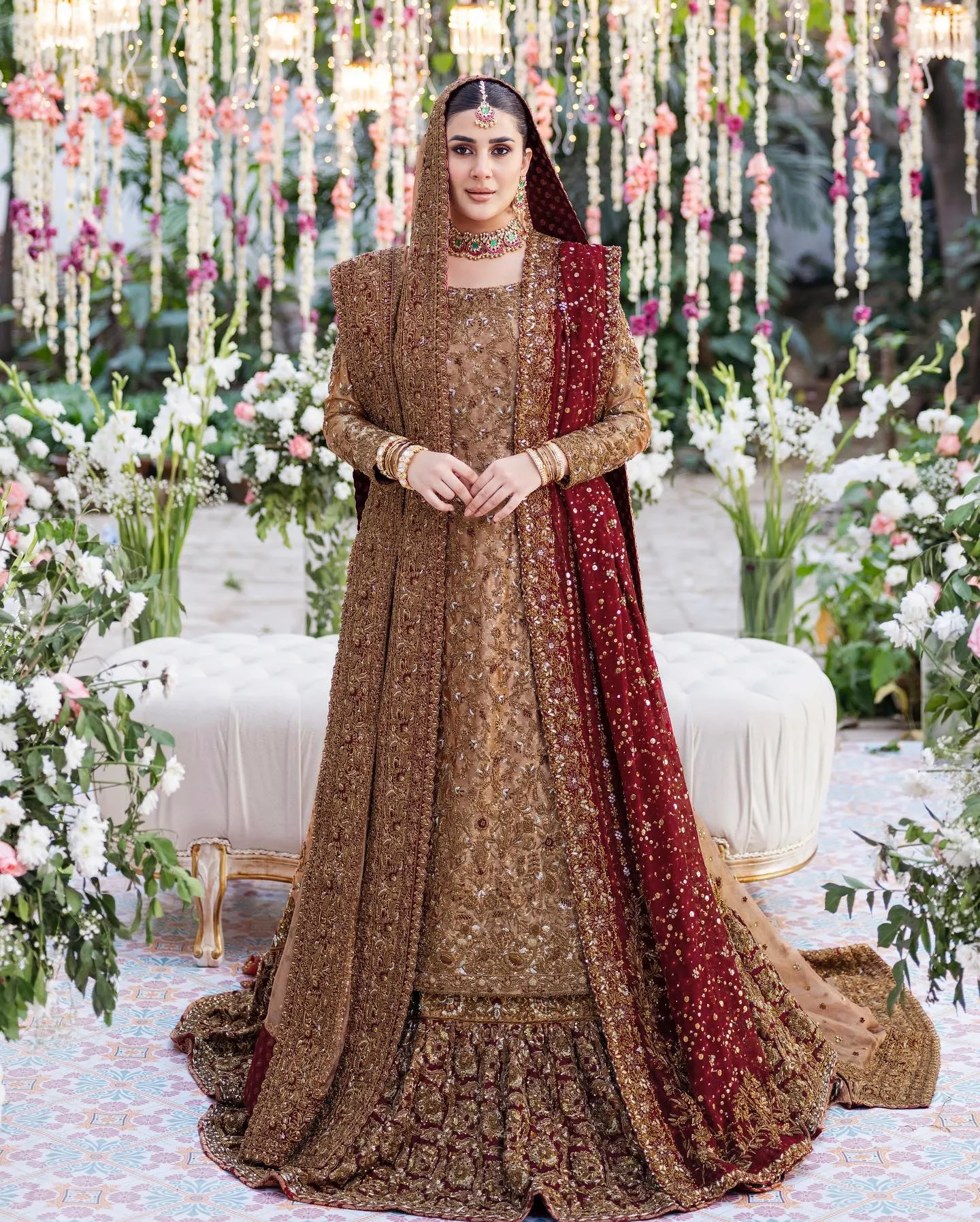 Zinc Red Kameez Lehenga for Pakistani Bridal Dresses