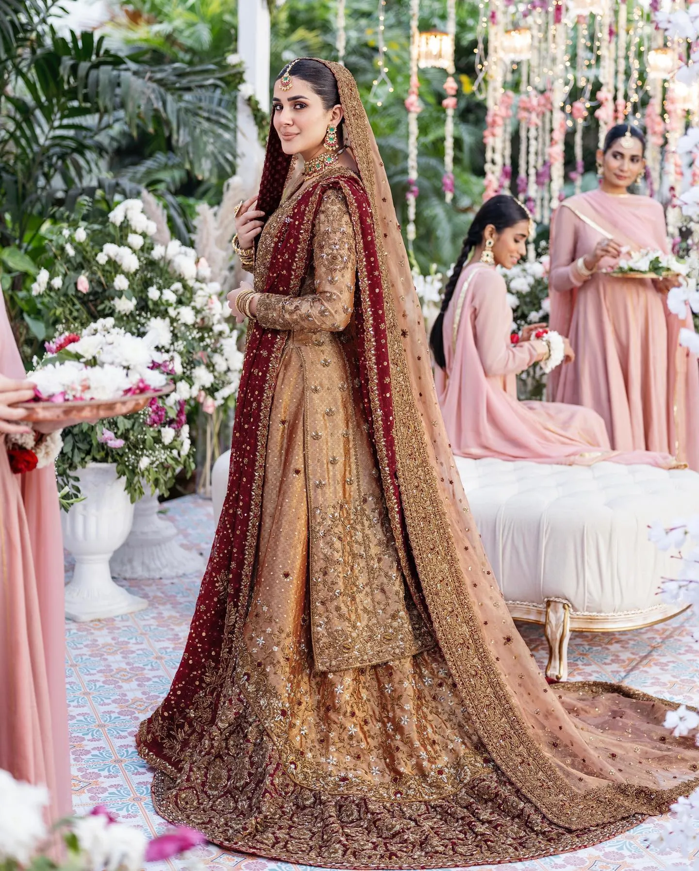 Zinc Red Kameez Lehenga for Pakistani Bridal Dresses