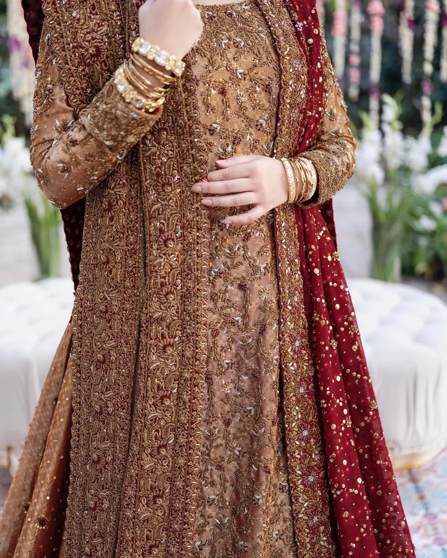Zinc Red Kameez Lehenga for Pakistani Bridal Dresses